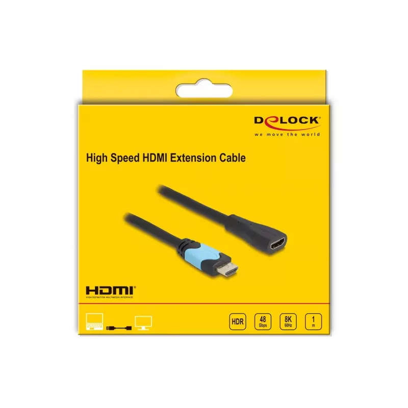 DeLOCK High Speed HDMI predlžovací kábel 48 Gbit/s 8K 60 Hz 1 m