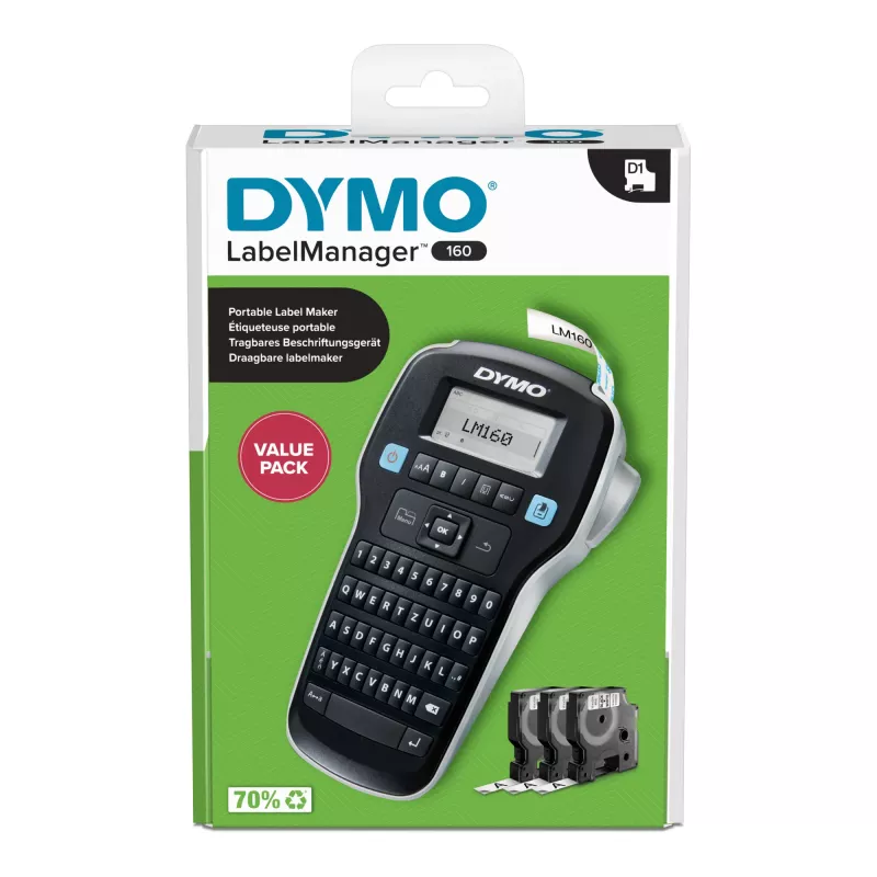 DYMO LabelManager 160 Valuepack tlačiareň etikiet termotransfer 160 x 160 DPI 12 mm/s D1 QWERTZ