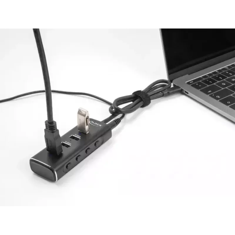 DeLOCK 4 port USB hub 10 Gbps Type-C 60 cm kábel s vypínačom