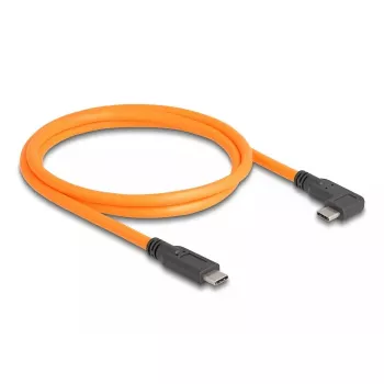 DeLOCK USB kábel USB Type-C samec na USB Type-C samec 90° zahnutý 1 m oranžový