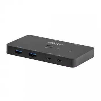 KVM switch club 3d Dual USB-C to HDMI, 2-portový, 4K UHD 3840x2160, USB-C konzola, 65W PD, čierny