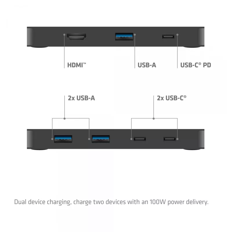 KVM switch club 3d Dual USB-C to HDMI, 2-portový, 4K UHD 3840x2160, USB-C konzola, 65W PD, čierny