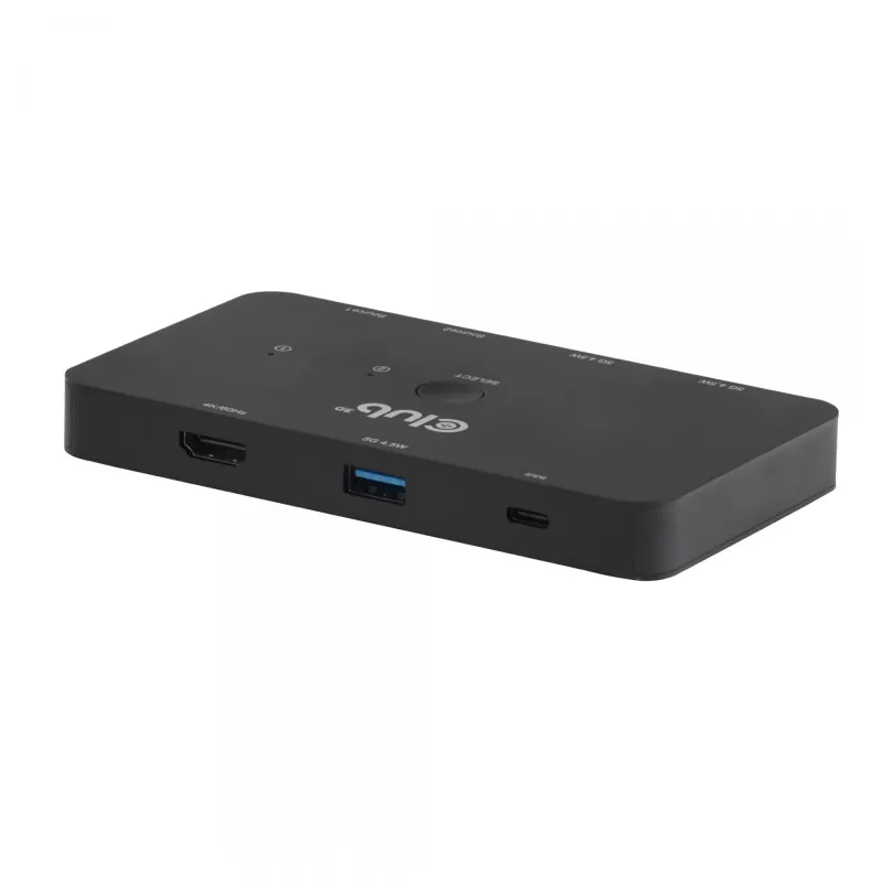 KVM switch club 3d Dual USB-C to HDMI, 2-portový, 4K UHD 3840x2160, USB-C konzola, 65W PD, čierny