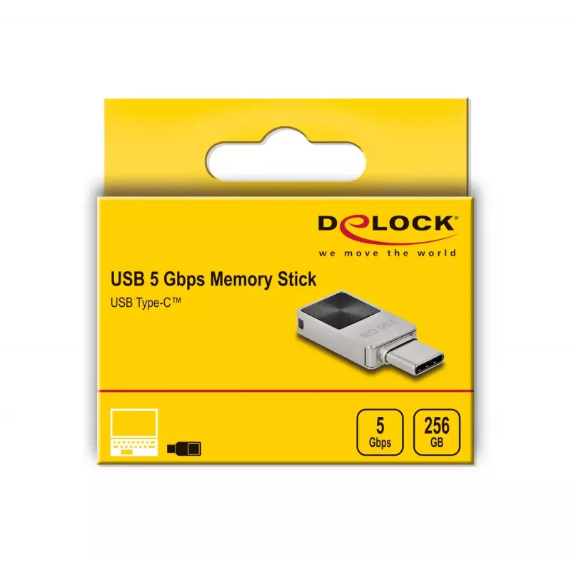 USB flash disk DeLOCK 256GB USB-C 3.2 Gen 1 kovové puzdro