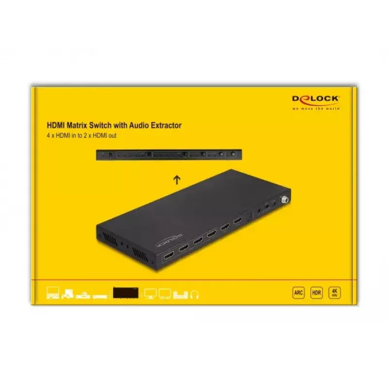 DeLOCK HDMI Matrix Switch 4 x HDMI vstup na 2 x HDMI výstup 4K 60 Hz