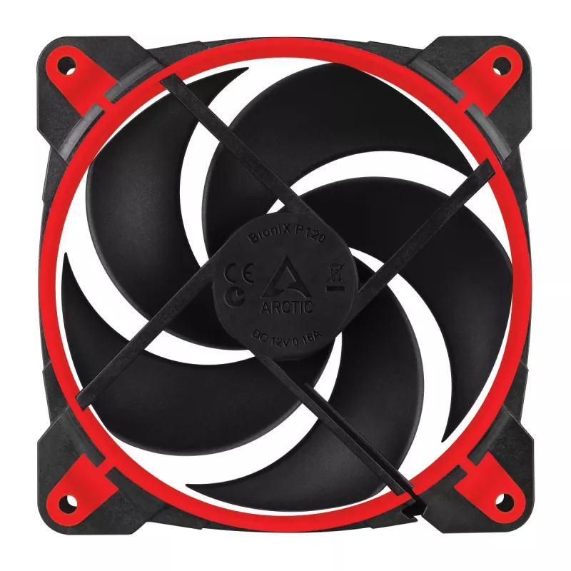 ARCTIC BioniX P120 (červený) – 120 mm herný ventilátor optimalizovaný na tlak s PWM PST