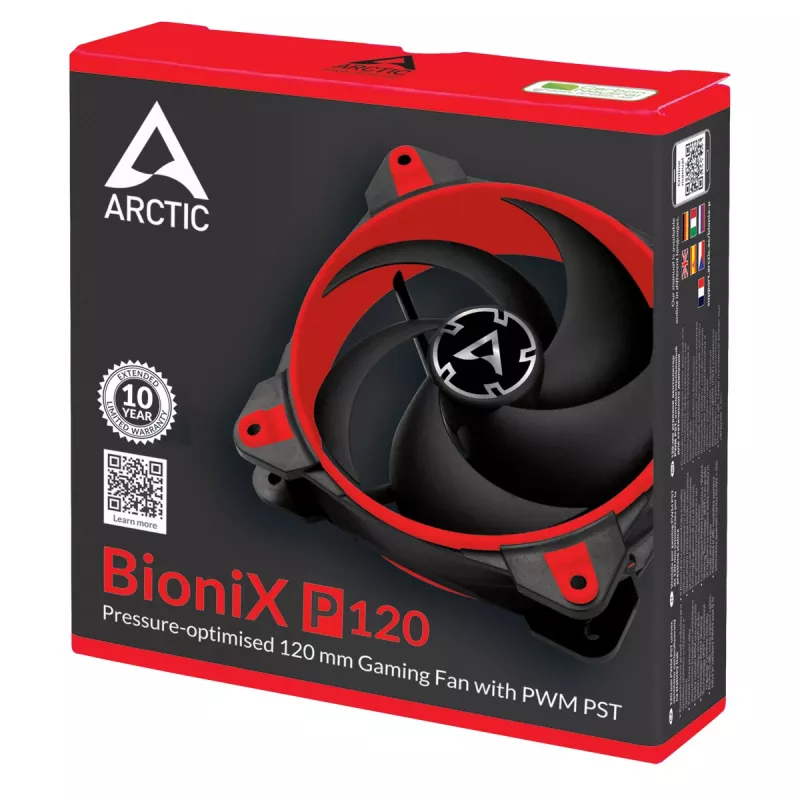ARCTIC BioniX P120 (červený) – 120 mm herný ventilátor optimalizovaný na tlak s PWM PST