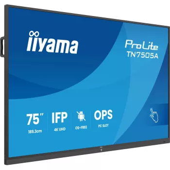 iiyama TN7505A-B1AG Signage displej interaktívny plochý displej 189,3 cm (74,5 palca) 500 cd/m² 4K Ultra HD čierny dotyková obrazovka