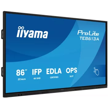 Interaktívny plochý displej IIYAMA TE8613A-B2AG 85,6 palca (2,17 m) 4K UHD, 500 cd/m², Wi‑Fi, Android, 24/7