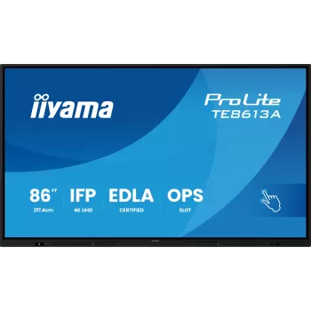 Interaktívny plochý displej IIYAMA TE8613A-B2AG 85,6 palca (2,17 m) 4K UHD, 500 cd/m², Wi‑Fi, Android, 24/7