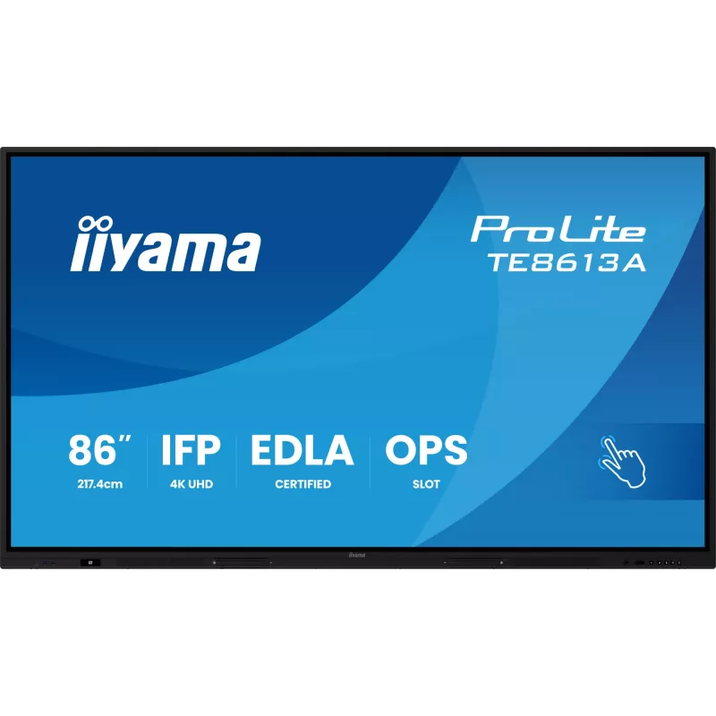 Interaktívny plochý displej IIYAMA TE8613A-B2AG 85,6 palca (2,17 m) 4K UHD, 500 cd/m², Wi‑Fi, Android, 24/7