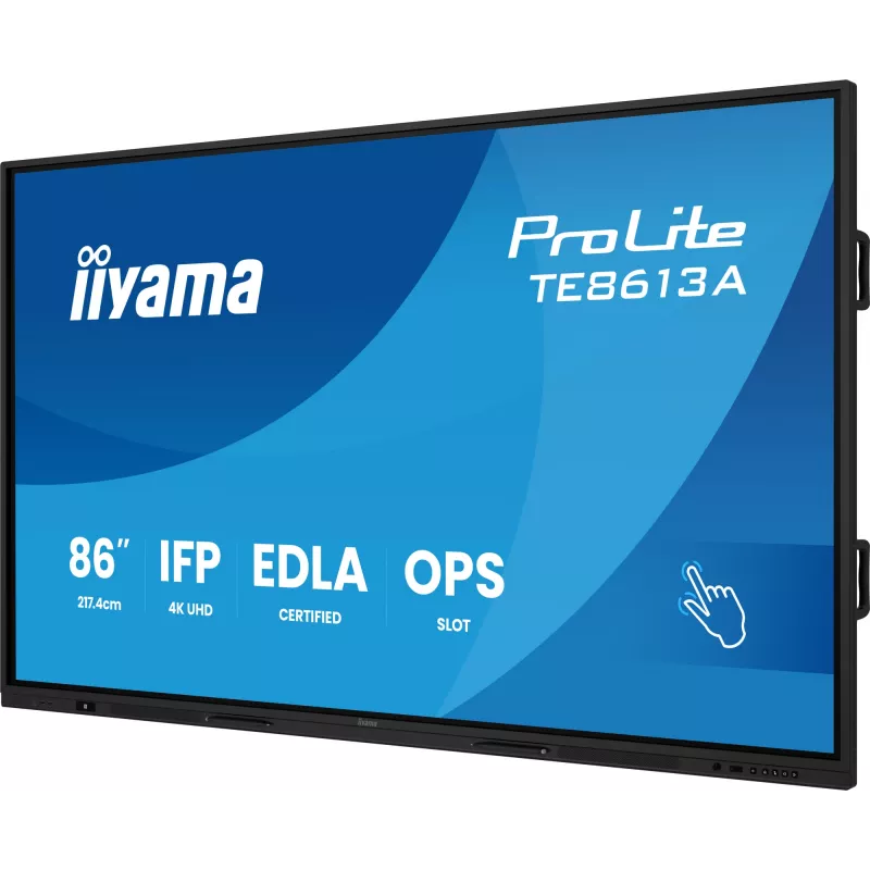 Interaktívny plochý displej IIYAMA TE8613A-B2AG 85,6 palca (2,17 m) 4K UHD, 500 cd/m², Wi‑Fi, Android, 24/7