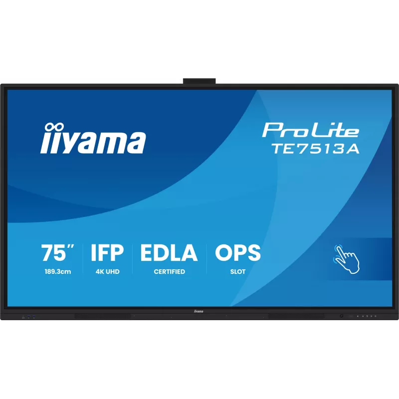 Interaktívny plochý displej IIYAMA TE7513A-B2AG 75 palcov 4K UHD dotyková obrazovka, 500 cd/m², Wi‑Fi, Android, 24/7