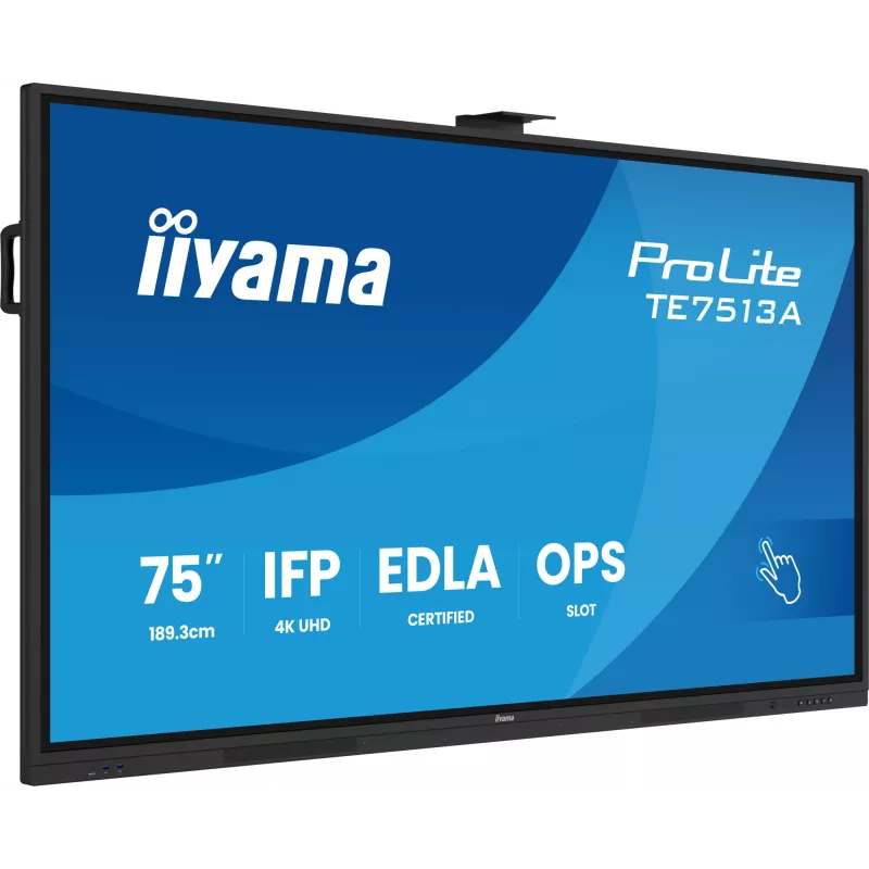 Interaktívny plochý displej IIYAMA TE7513A-B2AG 75 palcov 4K UHD dotyková obrazovka, 500 cd/m², Wi‑Fi, Android, 24/7