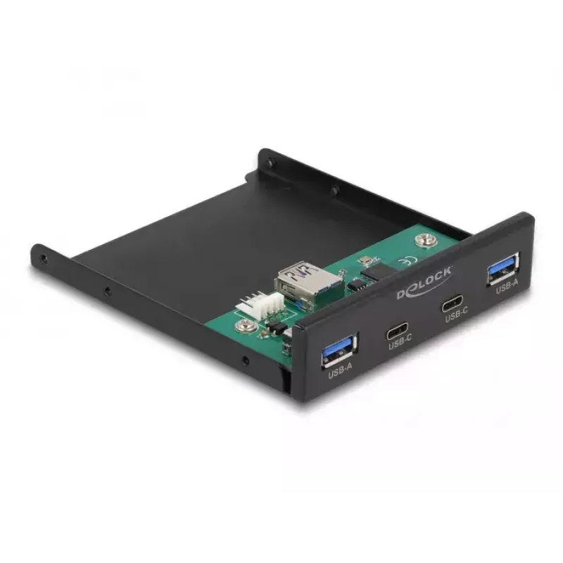 DeLOCK 3,5-palcová USB predná lišta 2 x USB Type-C 2 x USB Type-A čierna
