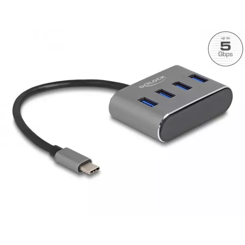 DeLOCK 63223 USB 3.2 Gen 1 Type-C hub 5000 Mbit/s čierna