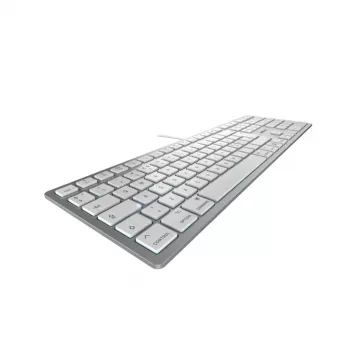 Káblová USB klávesnica Cherry KC 6000C pre Mac – QWERTY Nordic, nožnicové spínače, strieborná, 1,8 m kábel