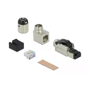 RJ45 konektor samec pre montáž v teréne Cat.6A kovový zahnutý DeLOCK 86289