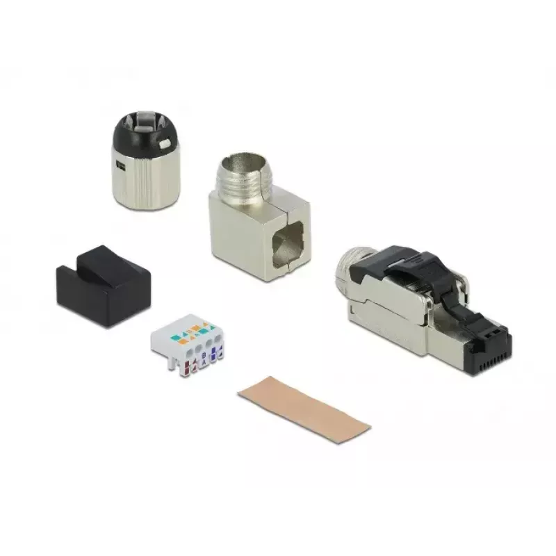 RJ45 konektor samec pre montáž v teréne Cat.6A kovový zahnutý DeLOCK 86289