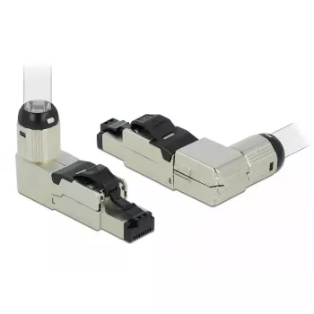 RJ45 konektor samec pre montáž v teréne Cat.6A kovový zahnutý DeLOCK 86289