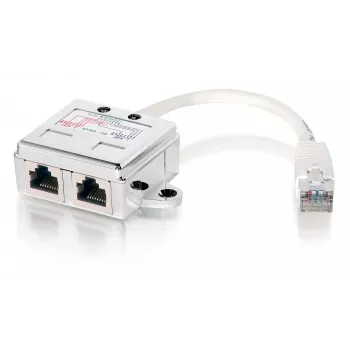 2-portový Cat.5e RJ45 splitter, Equip 127603, kovový/biely, 0,15 m