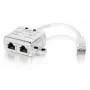 2-portový Cat.5e RJ45 splitter, Equip 127603, kovový/biely, 0,15 m