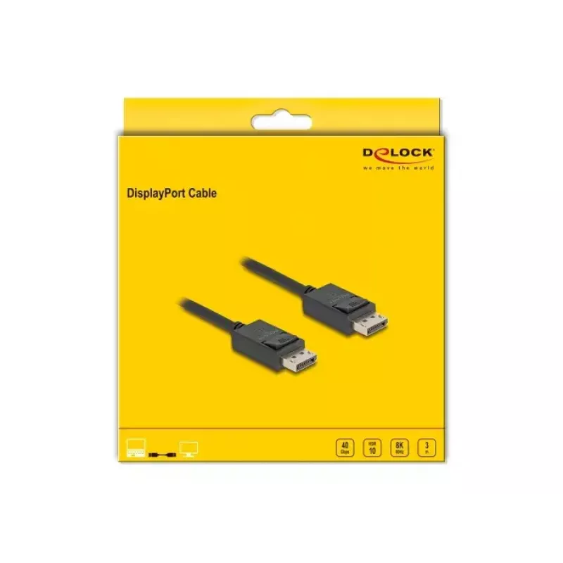 DeLOCK DisplayPort kábel 16K 30 Hz 8K 60 Hz 40 Gbit/s 3 m