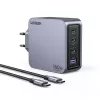 Ugreen Nexode Pro 160W GaN nabíjačka s USB-C káblom univerzálna čierna, sivá AC rýchlonabíjanie interiérová