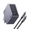 Ugreen Nexode Pro 160W GaN nabíjačka s USB-C káblom univerzálna čierna, sivá AC rýchlonabíjanie interiérová