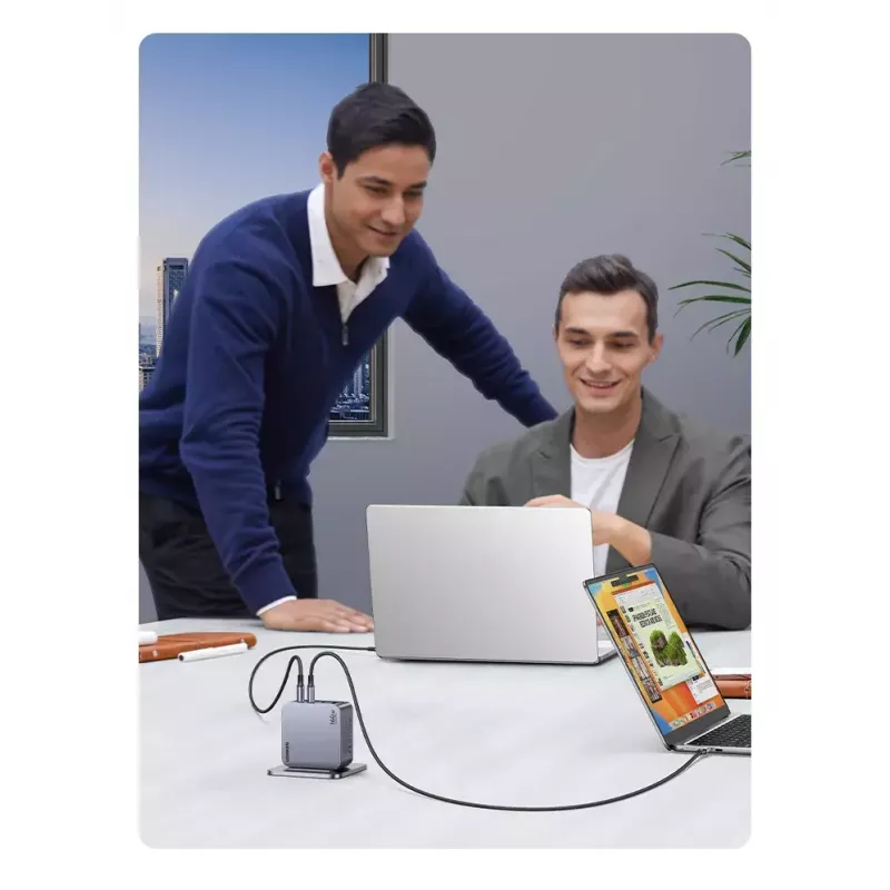 Ugreen Nexode Pro 160W GaN nabíjačka s USB-C káblom univerzálna čierna, sivá AC rýchlonabíjanie interiérová