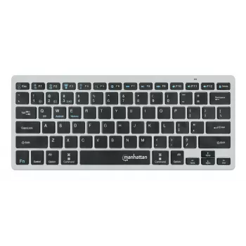 Manhattan Ultra tenká dual-mode bezdrôtová klávesnica, nemecké QWERTZ rozloženie, Bluetooth (v3.0) a bezdrôtová (2,4 GHz), 78 plochých nožnicových klávesov, automatická správa napájania, dosah 10 m, USB-A mikroprijímač, AAA batéria (súčasť balenia), Windows a Mac, trojročná záruka
