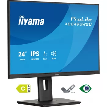 Monitor IIYAMA ProLite XB2495WSU-B1 61,2 cm (24.1 palcov) 1920×1200 IPS Full HD, 4 ms, USB 3.2 hub, výškovo nastaviteľný, reproduktory