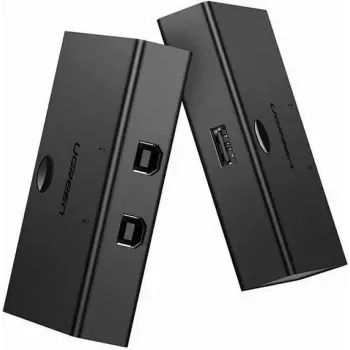 USB prepínač UGREEN UGR423 2x1 čierny — 2 počítače na 1 USB zariadenie, manuálne tlačidlo