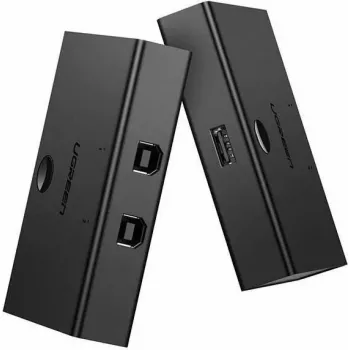 USB prepínač UGREEN UGR423 2x1 čierny — 2 počítače na 1 USB zariadenie, manuálne tlačidlo