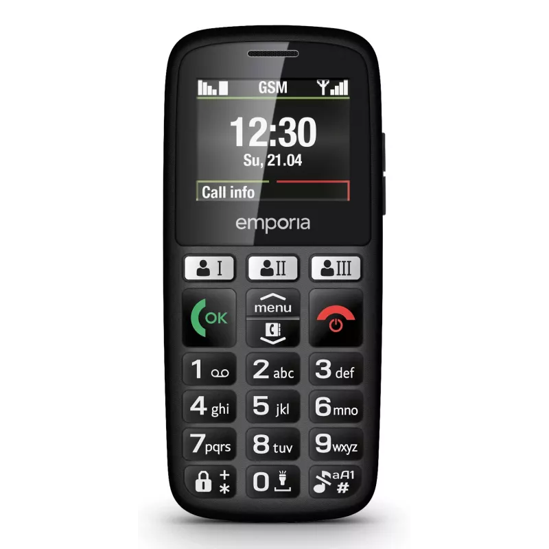 Emporia emporiaHAPPY 4,6 cm (1,81 palca) 70 g čierny telefón pre začiatočníkov