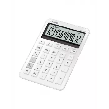 Stolná základná kalkulačka CASIO MS-200DQ 12-miestna, batéria/solár, daňové a ziskové funkcie, biela