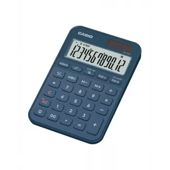 Stolná základná kalkulačka CASIO MS-20YC — 12-miestna, daňové a ziskové funkcie, batéria/solár, tmavomodrá