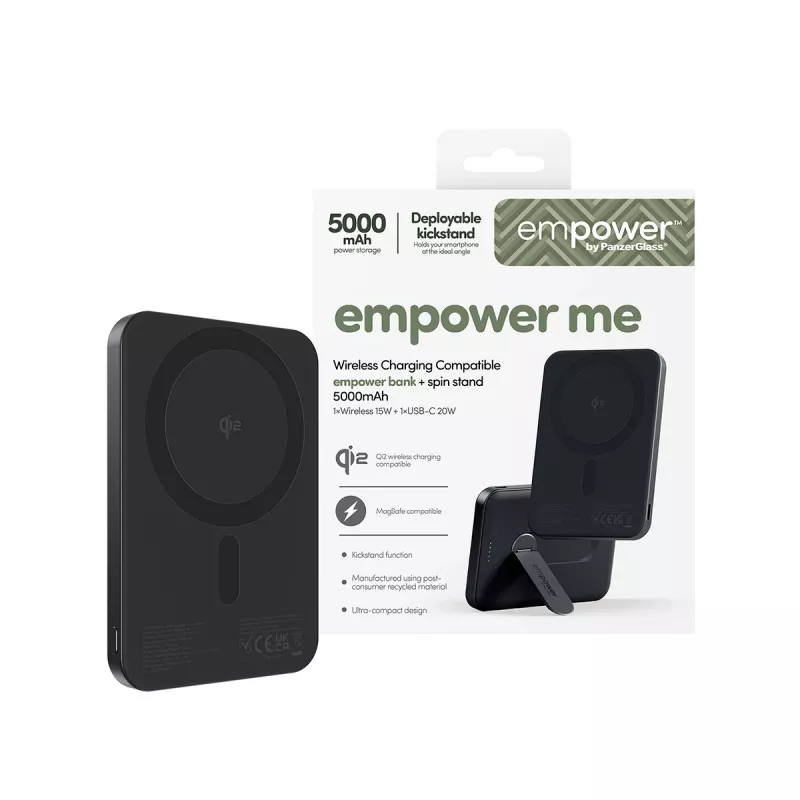 PanzerGlass empower™ by ® empower™ banka so Spin Stand | 5000mAh | Space Black