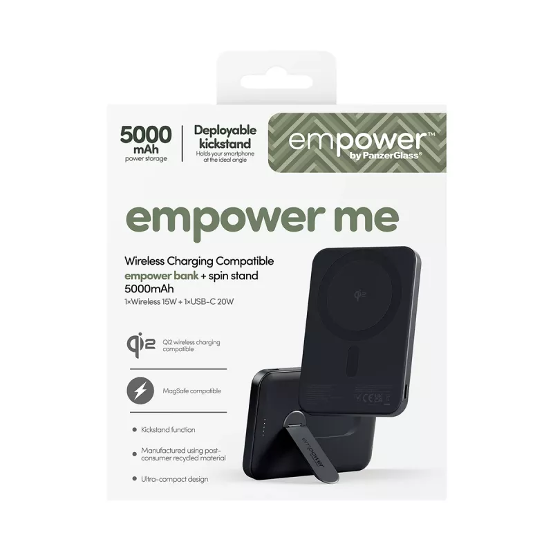 PanzerGlass empower™ by ® empower™ banka so Spin Stand | 5000mAh | Space Black
