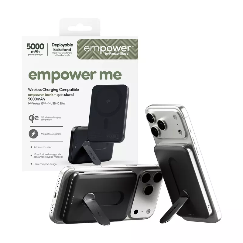 PanzerGlass empower™ by ® empower™ banka so Spin Stand | 5000mAh | Space Black