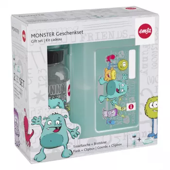 EMSA 518138 Kids set Monster, 0,4 l fľaša na pitie s boxom na desiatu, tyrkysová
