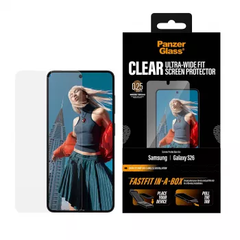 Ochrana obrazovky PanzerGlass pre Samsung New Galaxy S 2026 — Ultra-Wide Fit, PET+silikón, FASTFIT