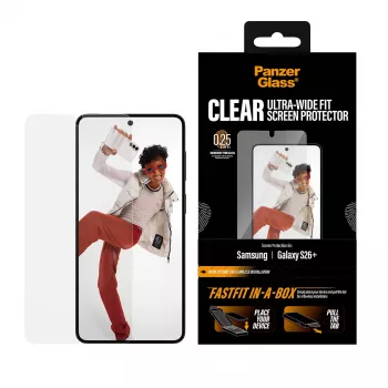 Ochranná fólia displeja PanzerGlass pre Samsung New Galaxy S 2026 Plus — Ultra-Wide Fit, PET+silikón, FASTFIT
