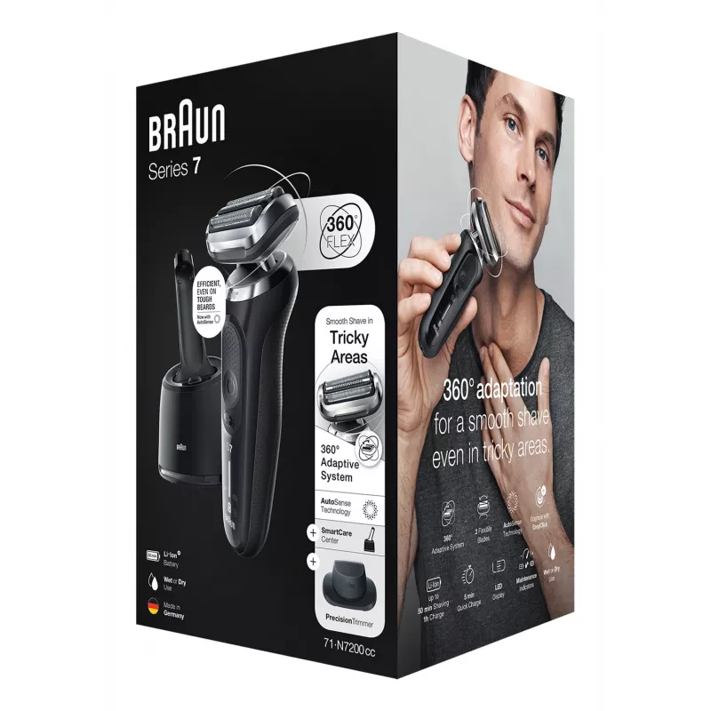 Braun Series 7 71-N7200cc fóliový holiaci strojček zastrihávač čierny