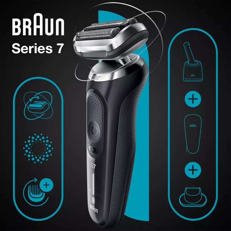 Braun Series 7 71-N7200cc fóliový holiaci strojček zastrihávač čierny