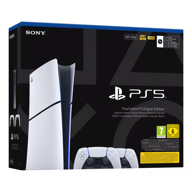 Herná konzola Sony PlayStation 5 slim Digital 825 GB SSD, Wi‑Fi, Bluetooth, HDMI 2.1, biela/čierna
