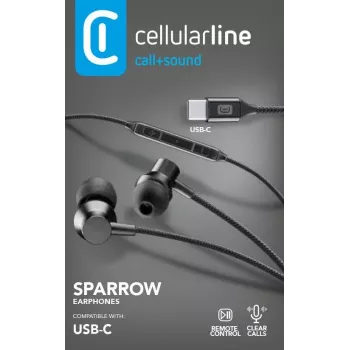 Cellularline SPARROW stereo in-ear slúchadlá s mikrofónom a diaľkovým ovládaním