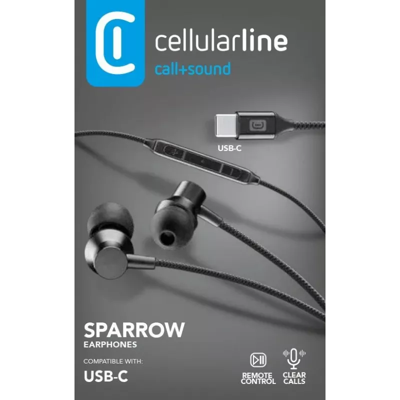 Cellularline SPARROW stereo in-ear slúchadlá s mikrofónom a diaľkovým ovládaním