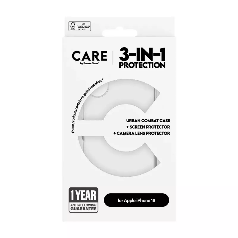 PanzerGlass ® | CARE by ® Flagship 3-in-1 balenie iPhone 16