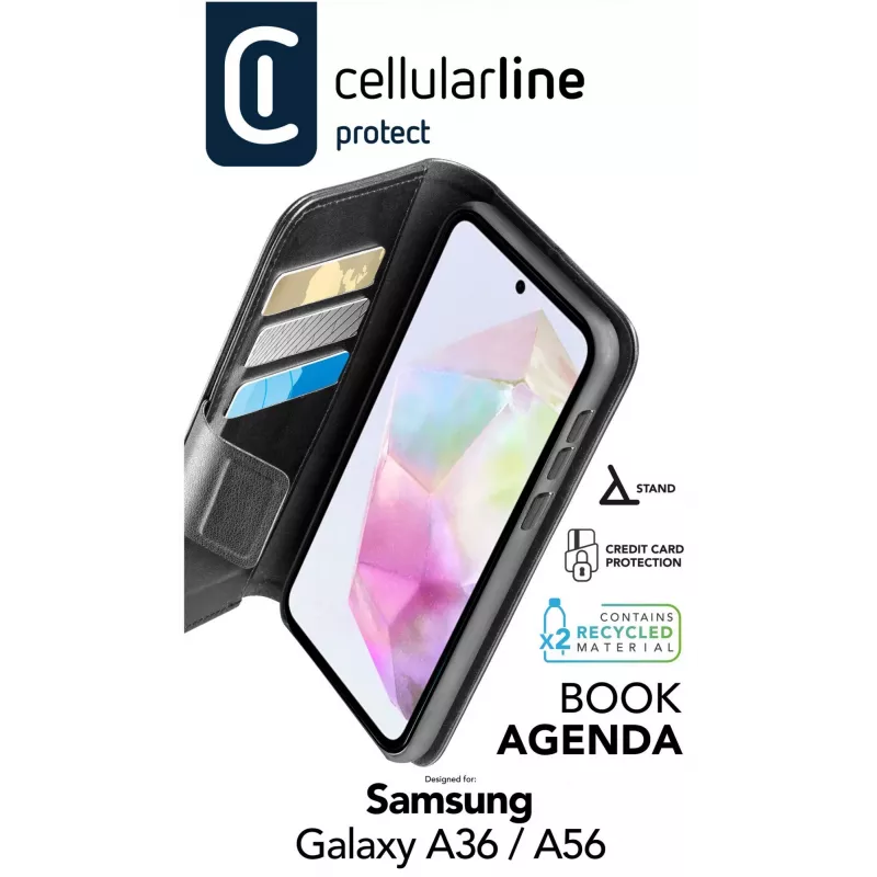 Cellularline Book Agenda – Galaxy A36/A56 puzdro na knihu z imitácie kože s magnetickým uzáverom